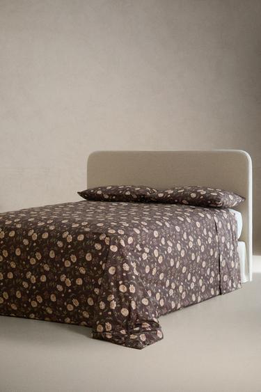 FLORAL PRINT FLAT SHEET - Brown by Zara - Image 1