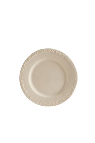 EARTHENWARE DESSERT PLATE WITH RAISED-DESIGN EDGE - Cream by Zara