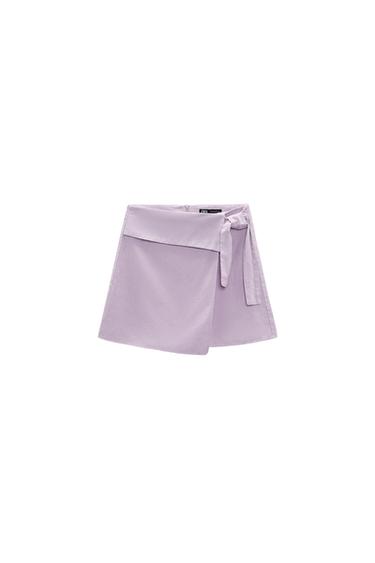 LINEN BLEND BOW TRIM SKORT
