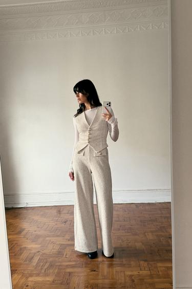 PANTALON STRUCTURÉ - Écru de Zara - Image 4