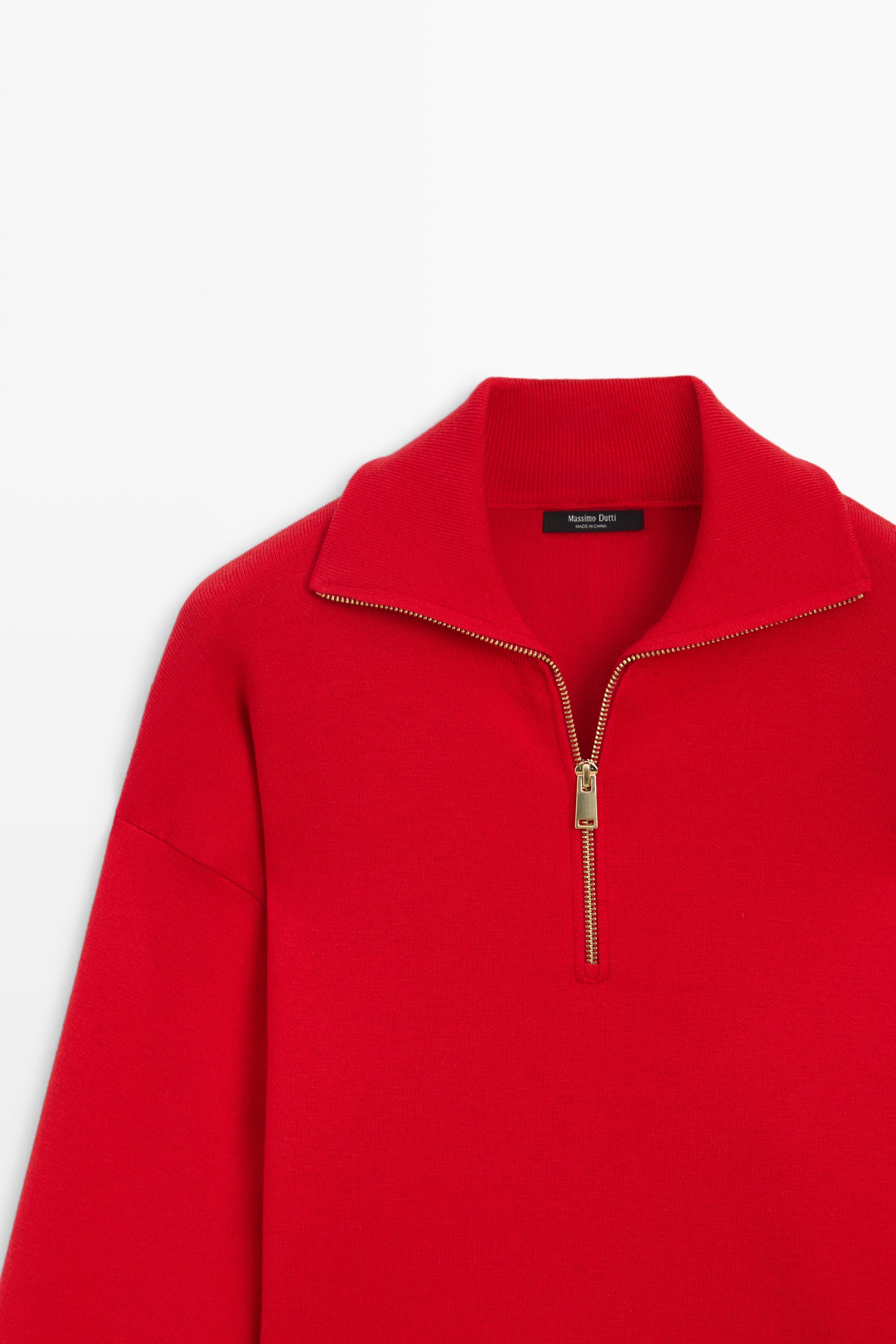 Pull polo en maille zippé coton