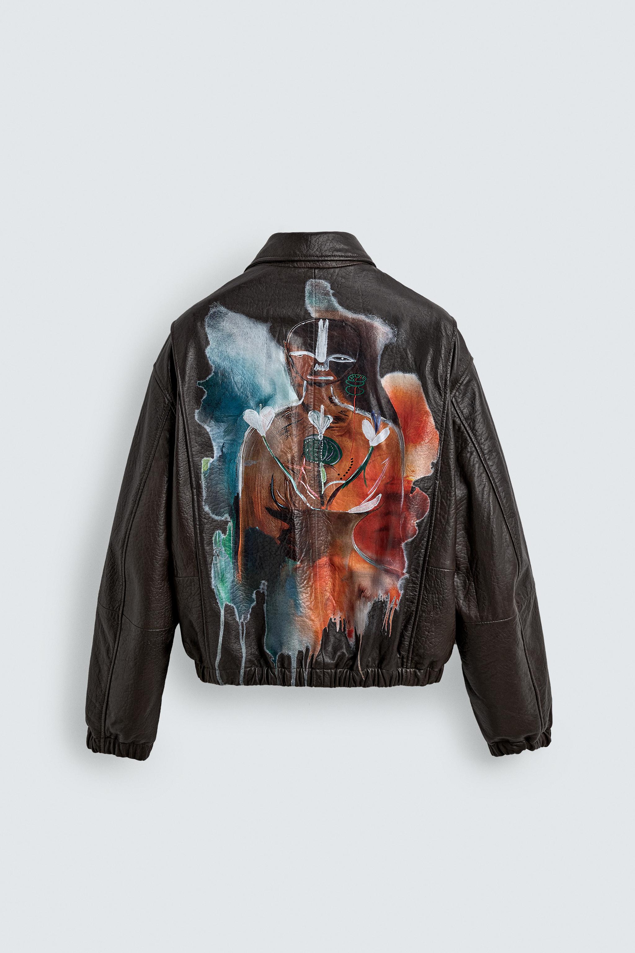 JAQUETA DE COURO ESTAMPADA SAMUEL DE SABOIA X ZARA - Marrom | ZARA