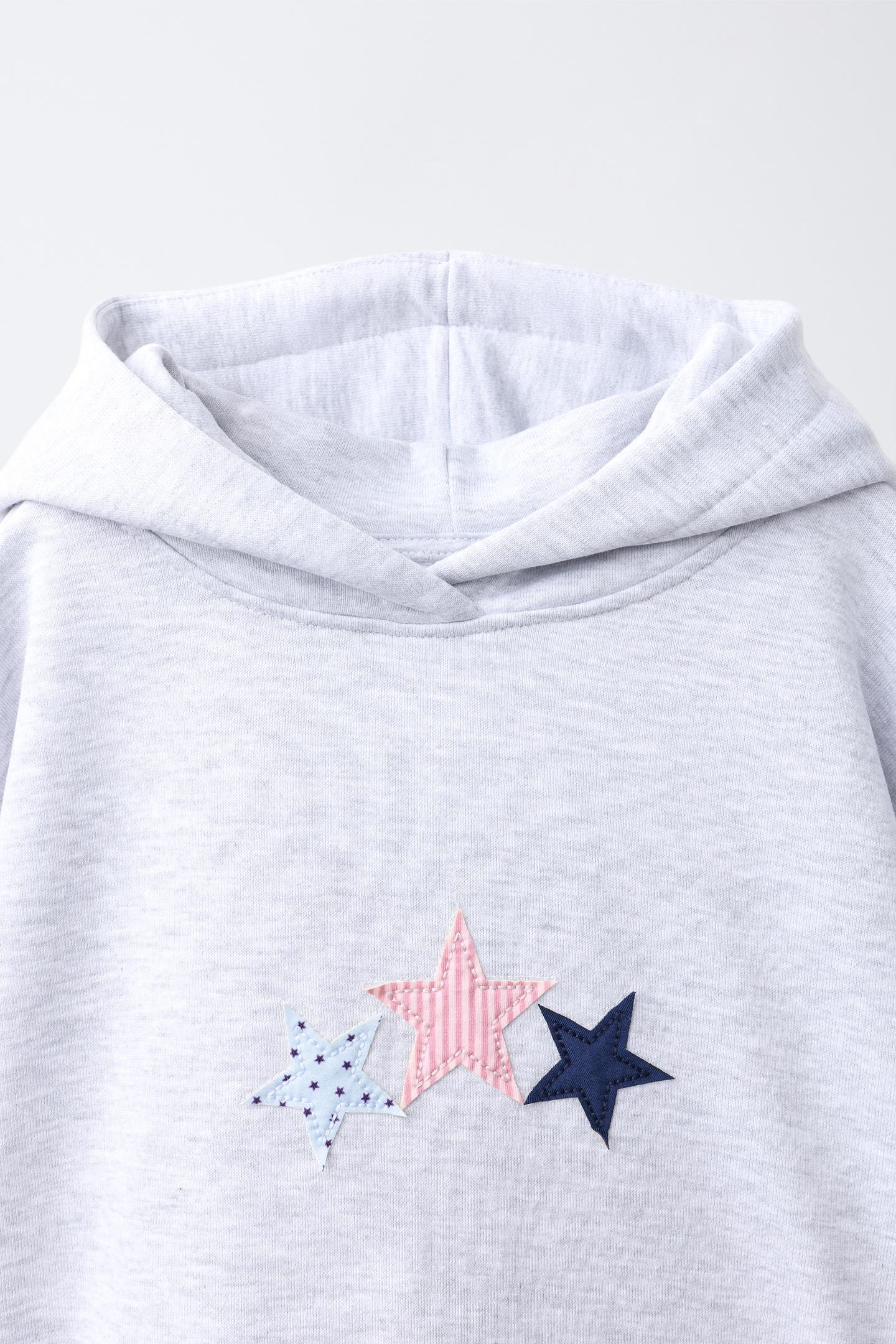 Детское худи Zara Star Patch, цвет: Серый меланжевый — фото 3