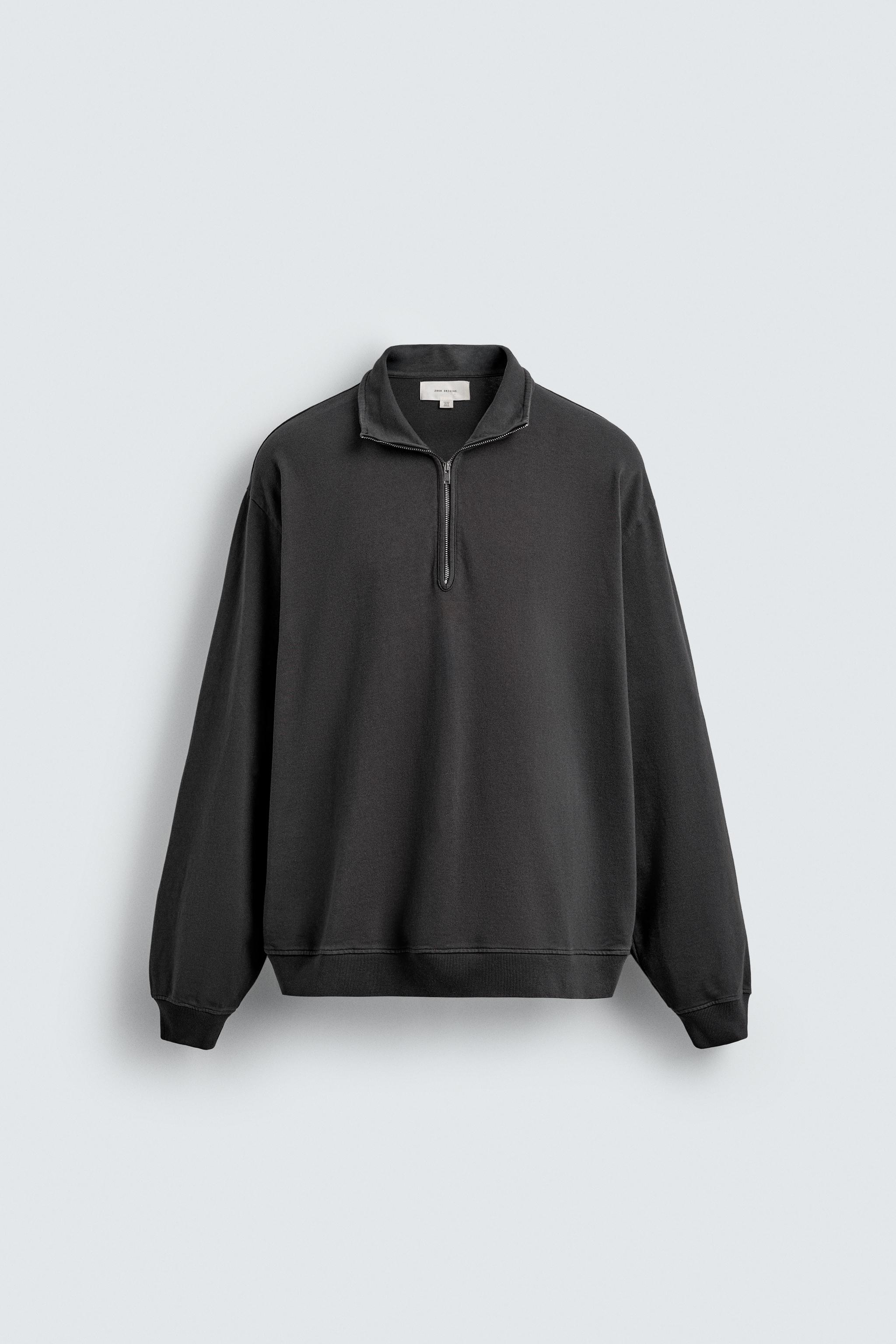 WASHED QUARTER-ZIP SWEATSHIRT - Red | ZARA United States