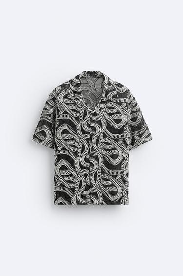 CONTRAST JACQUARD SHIRT - Black by Zara - Image 0