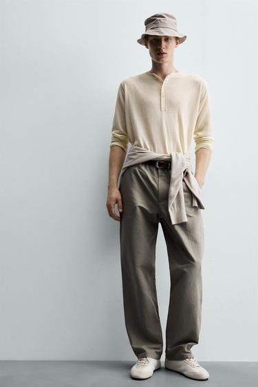 RELAXED FIT TROUSERS WITH TAB - Grey green by Zara - Image 5