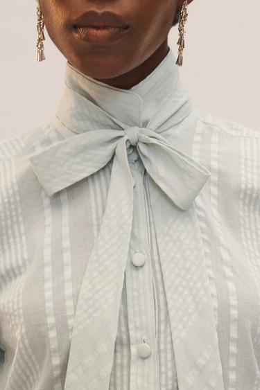 LIMITED EDITION LACE SHIRT WITH TIES - Sea green by Zara - Image 3