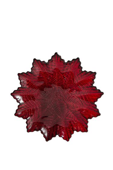 CHRISTMAS FLORAL GLASS DESSERT PLATE - Red by Zara