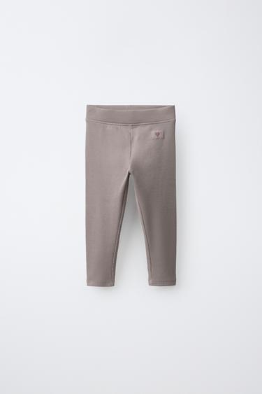 RIBBED LEGGINGS WITH LABEL - Taupe grey by Zara