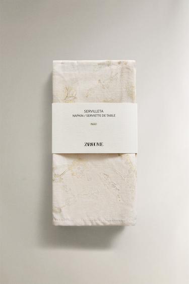 LOT DE SERVIETTES DE TABLE IMPRIMÉ DAMAS (LOT DE 2) - Vert clair de Zara - Image 4