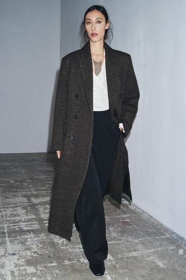WOOL BLEND COAT WITH VENTS ZW COLLECTION - Brown marl by Zara