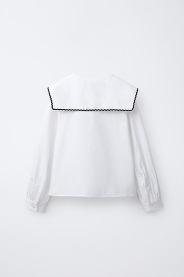 CHEMISE COL CLAUDINE ONDULINE - Blanc de Zara - Image 1