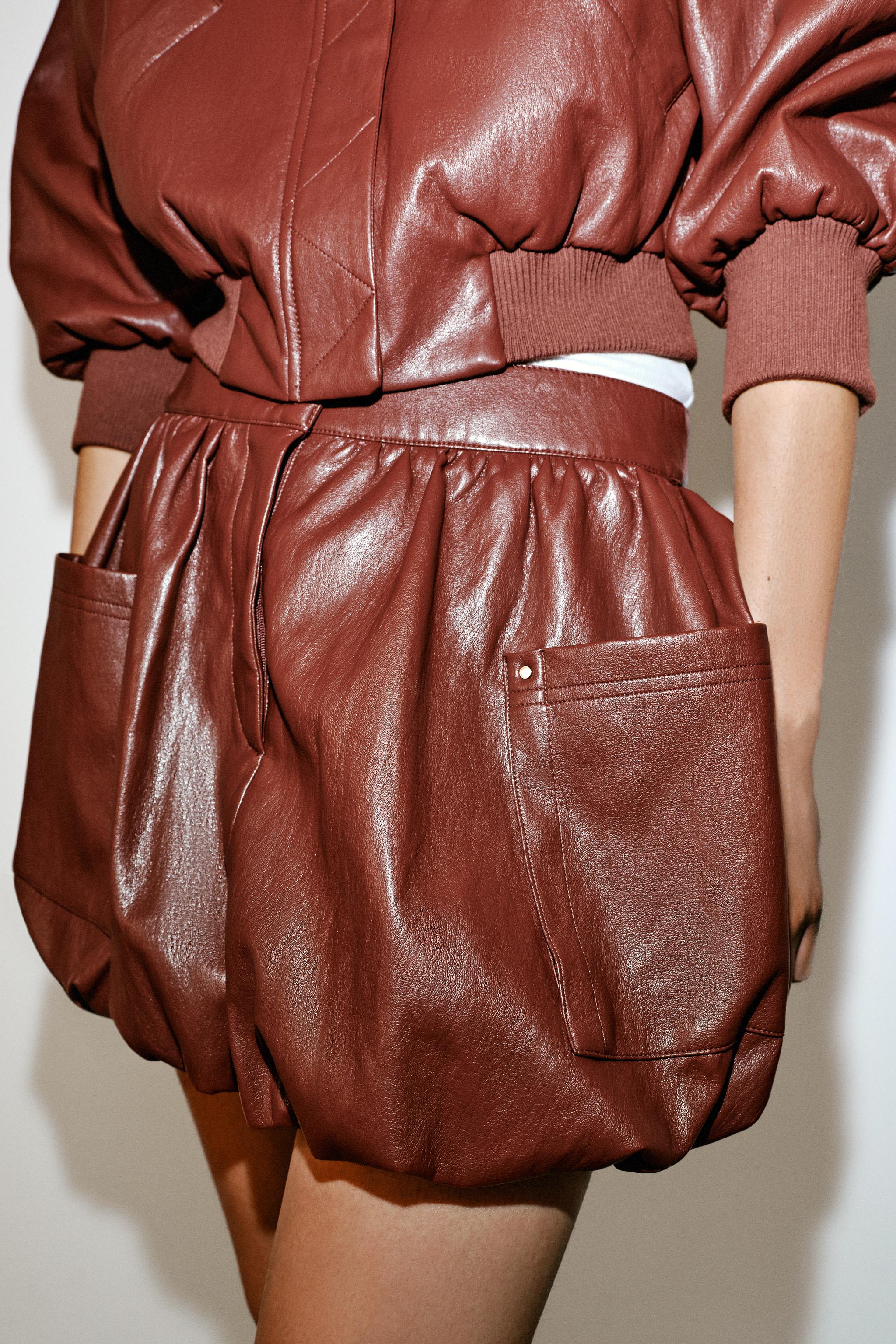FAUX LEATHER BALLOON MINI SKIRT
