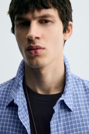 BOXY FIT CHECK SHIRT - Blue by Zara - Image 5