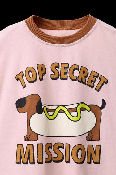 Zara CONTRAST PRINT T-SHIRT - Pink