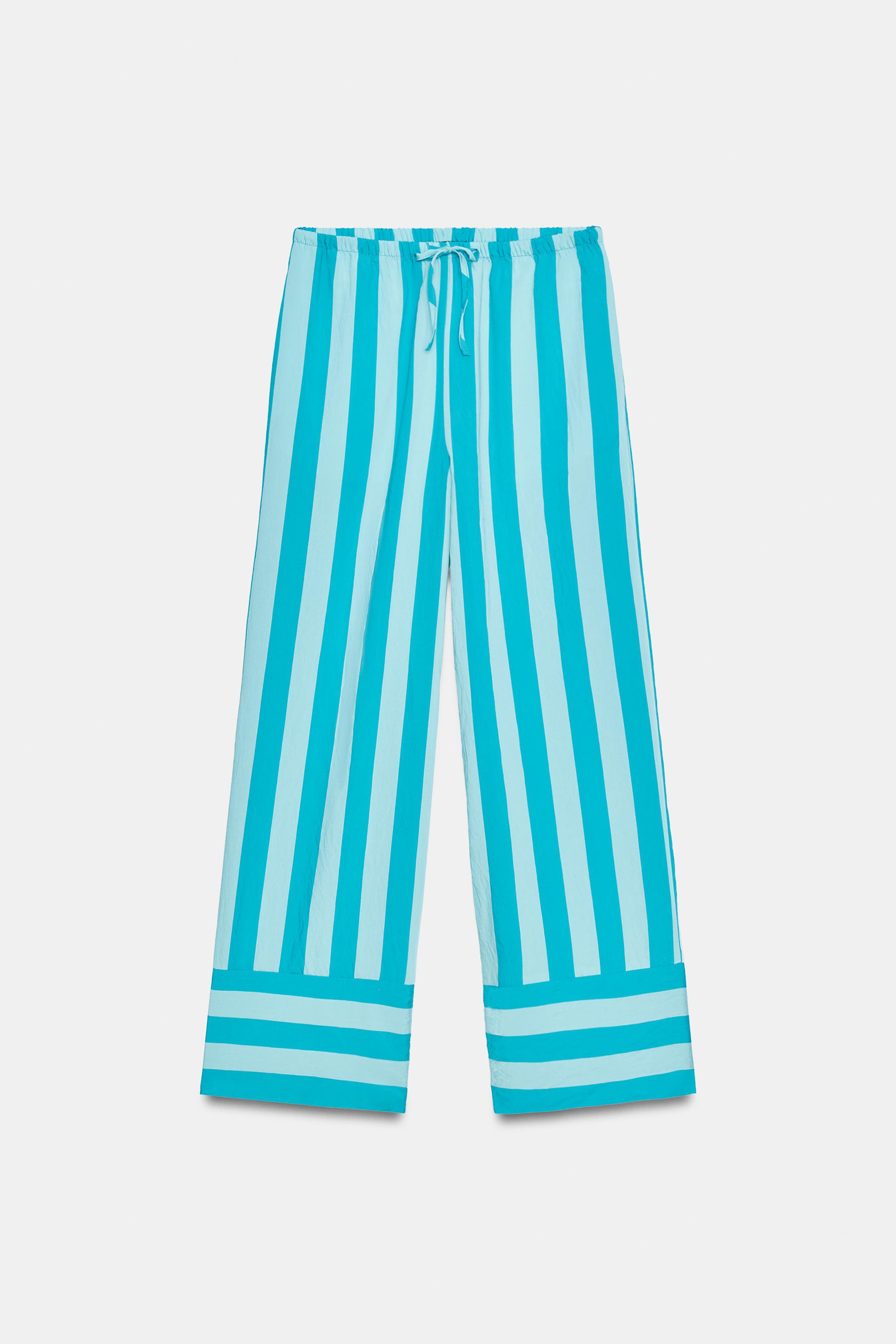 STRIPED WIDE LEG PANTS