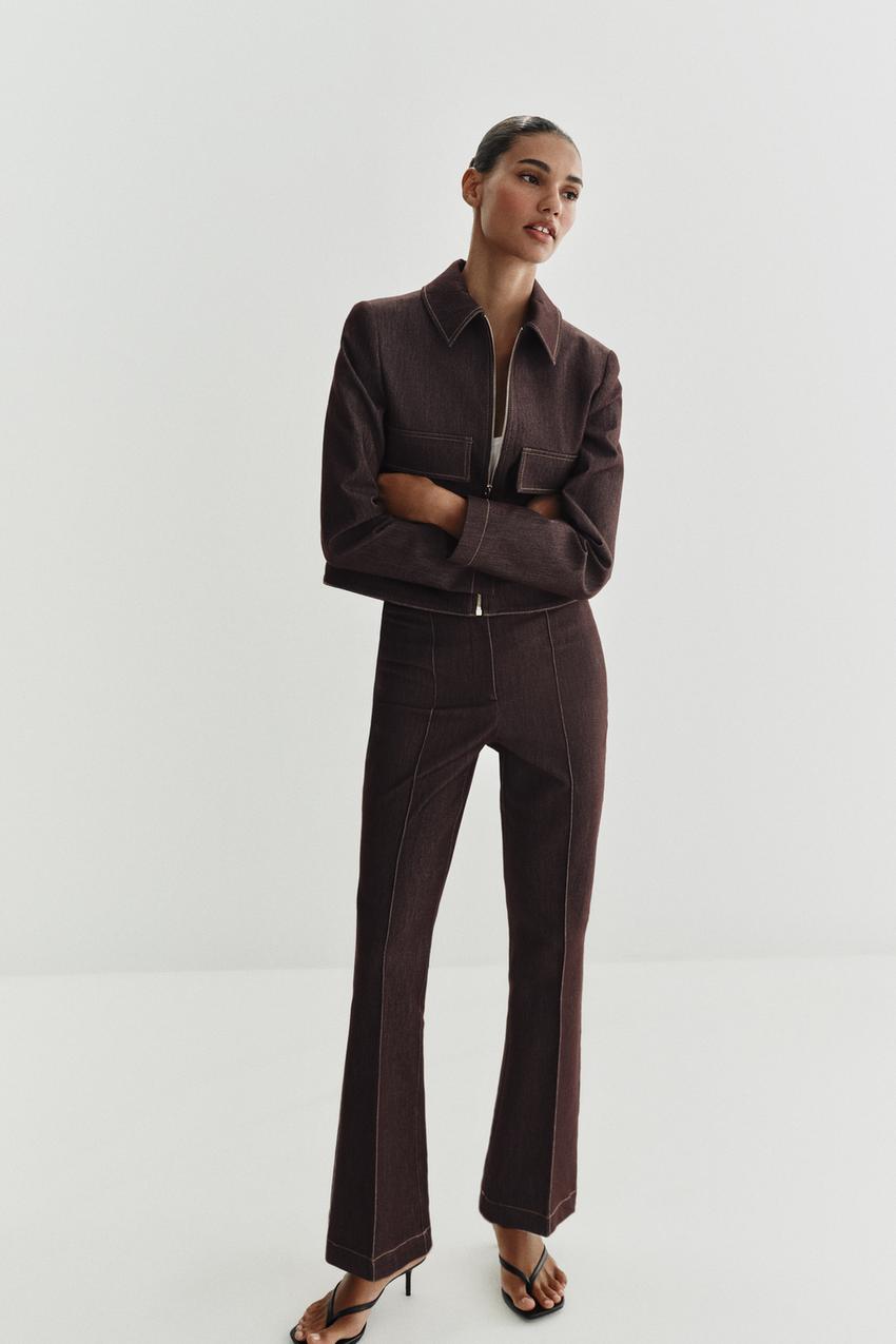 FLARE PANTS - Brown | ZARA United States FLARE PANTS - Brown | ZARA United States