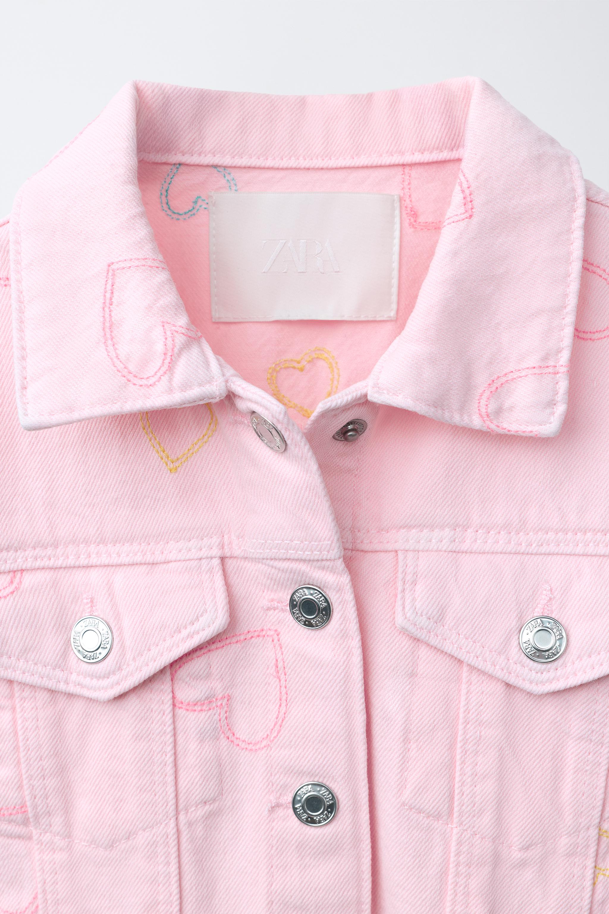 ハート刺繍ツイルジャケット - ピンク | ZARA Japan / 日本