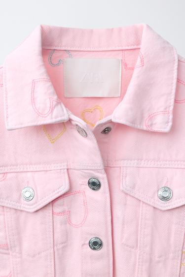 BLOUSON EN SERGÉ CŒURS BRODÉS - Rose de Zara - Image 2