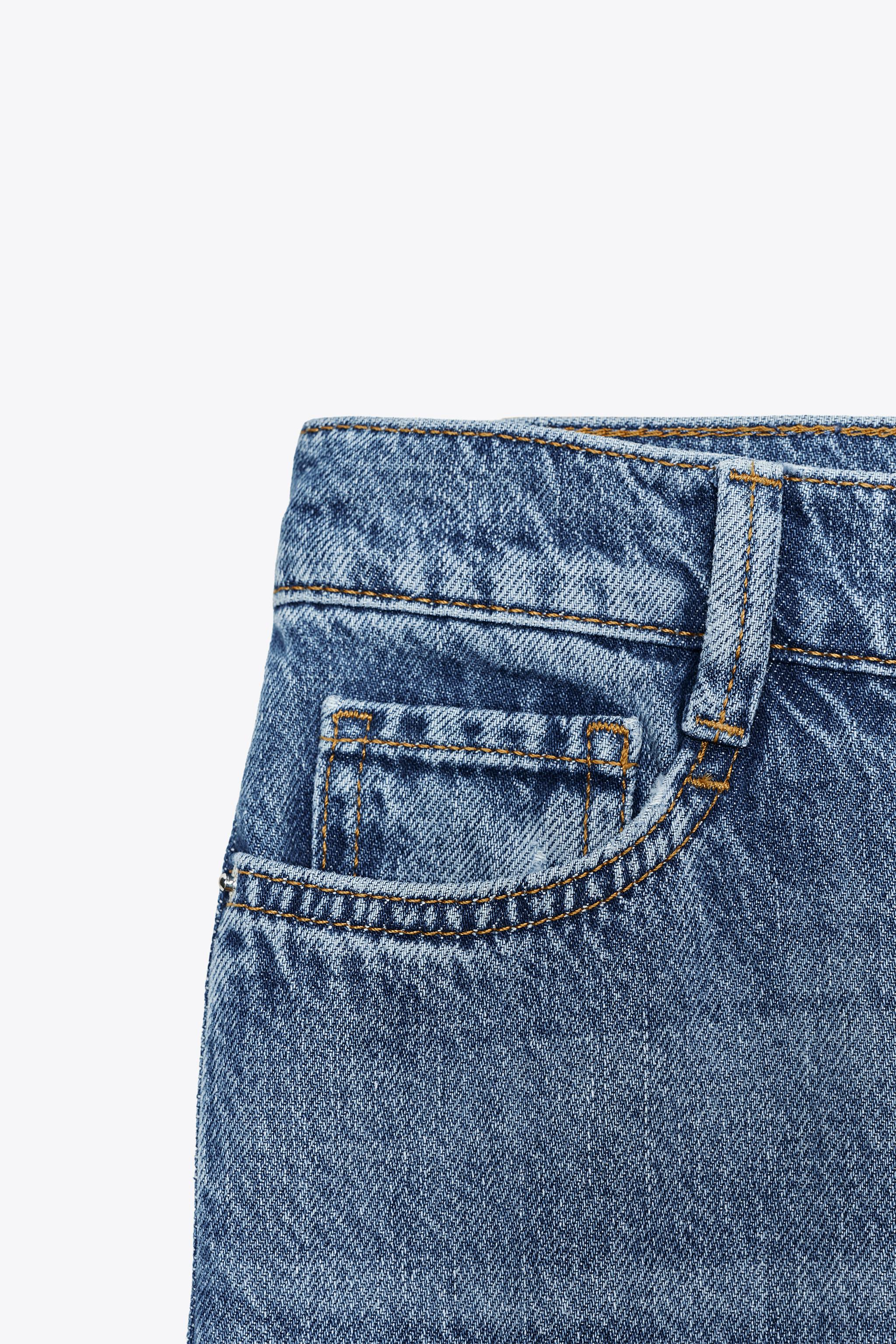 ブルー ZARA Z1975 ストレート ハイウエスト フルレングス デニムパンツ