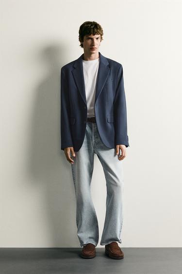 BLAZER REGULAR FIT ESTRUCTURA - Azul medio de Zara - Imagen 0