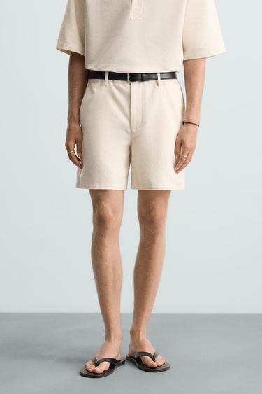 Zara RELAXED FIT SHORTS - Ecru