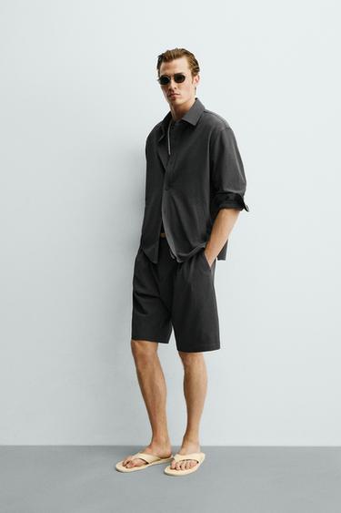 SURCHEMISE RELAXED FIT TEXTURE IRRÉGULIÈRE - Gris foncé de Zara - Image 3