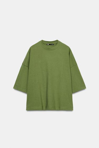 Zara OVERSIZED T-SHIRT - Khaki