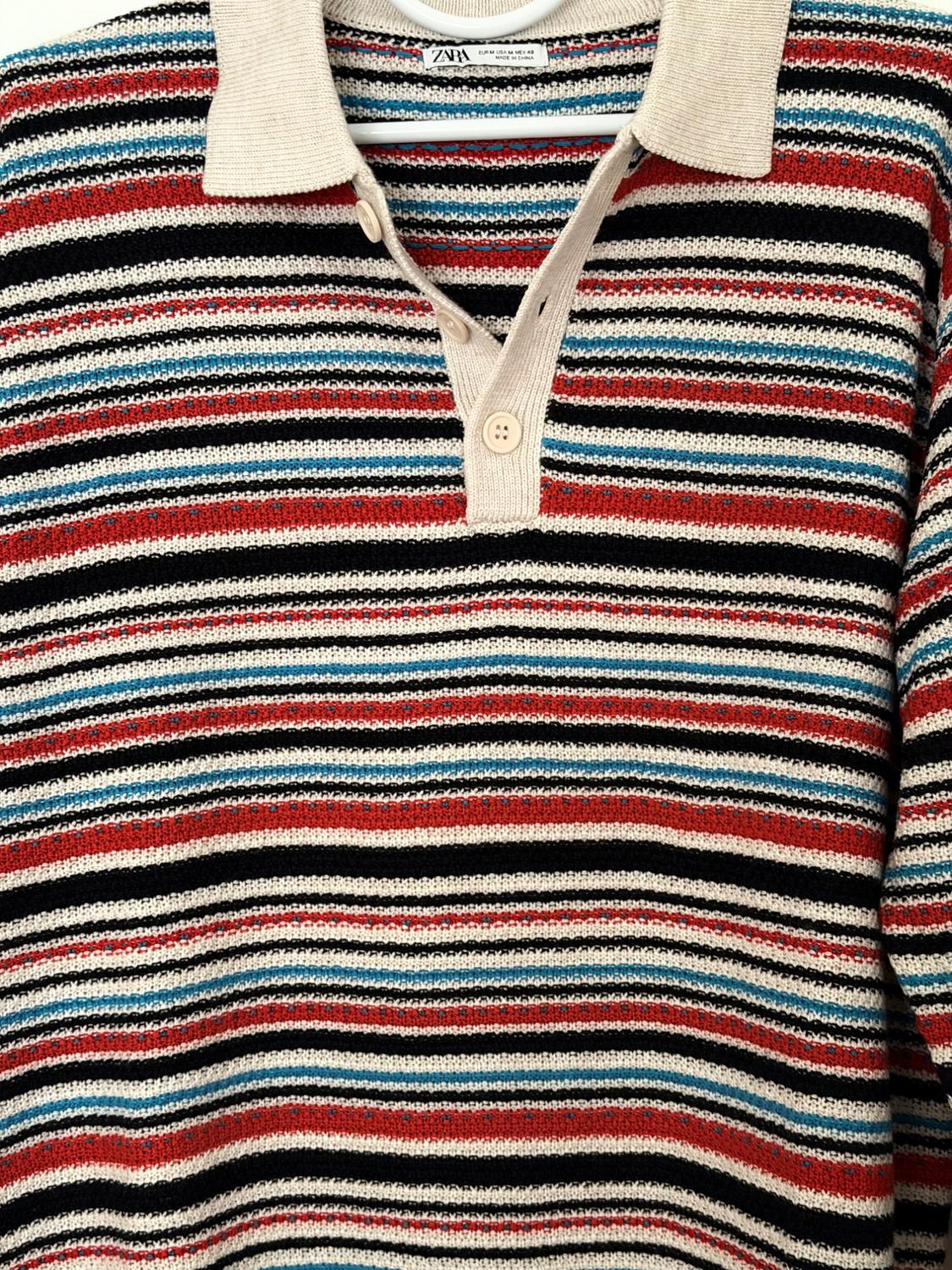 STRIPED KNIT POLO SHIRT - Image 2
