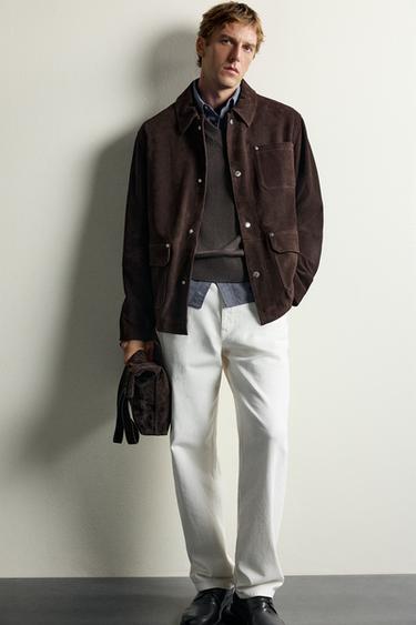 SUEDE POCKET JACKET — Chocolate 1