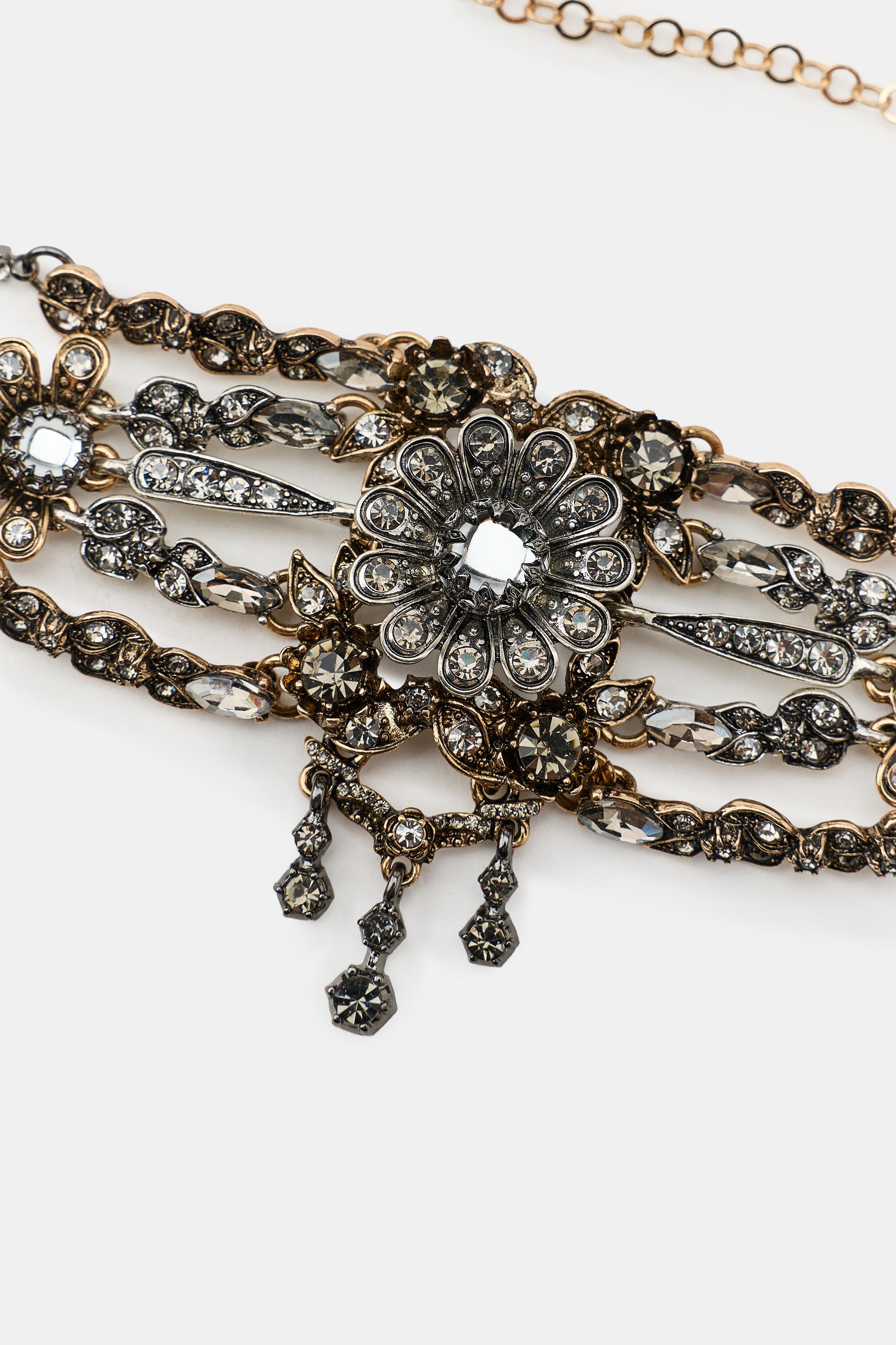 Женские аксессуары Zara JEWELED FLOWER CHOKER — фото 4