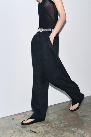 JACQUARD PLEATED TROUSERS ZW COLLECTION - Black by Zara - Image 2