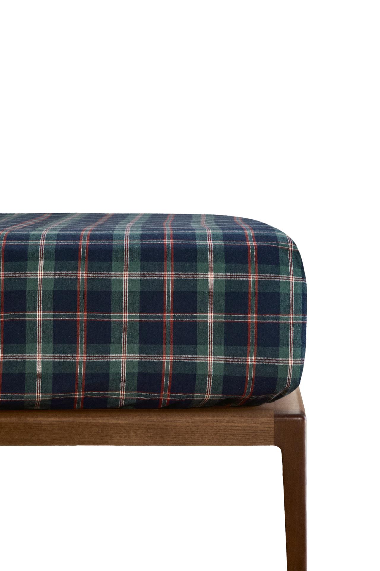 KIDS' CHRISTMAS CHECK FLANNEL FITTED SHEET