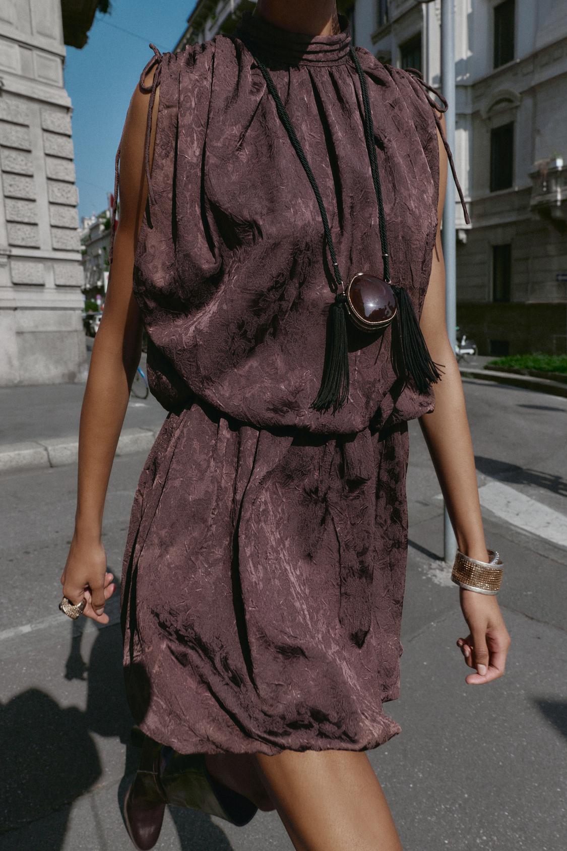 JACQUARD VOLUMINOUS MINI DRESS