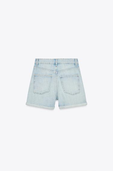 HIGH-WAIST TRF MOM FIT BERMUDA SHORTS - Sky blue by Zara - Image 4