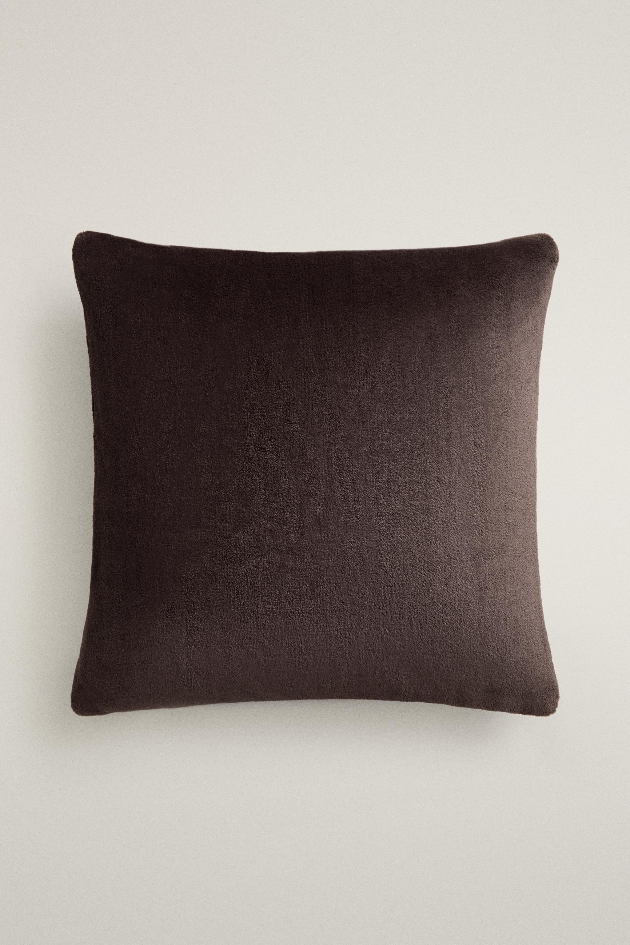 PLAIN FAUX FUR THROW PILLOW COVER