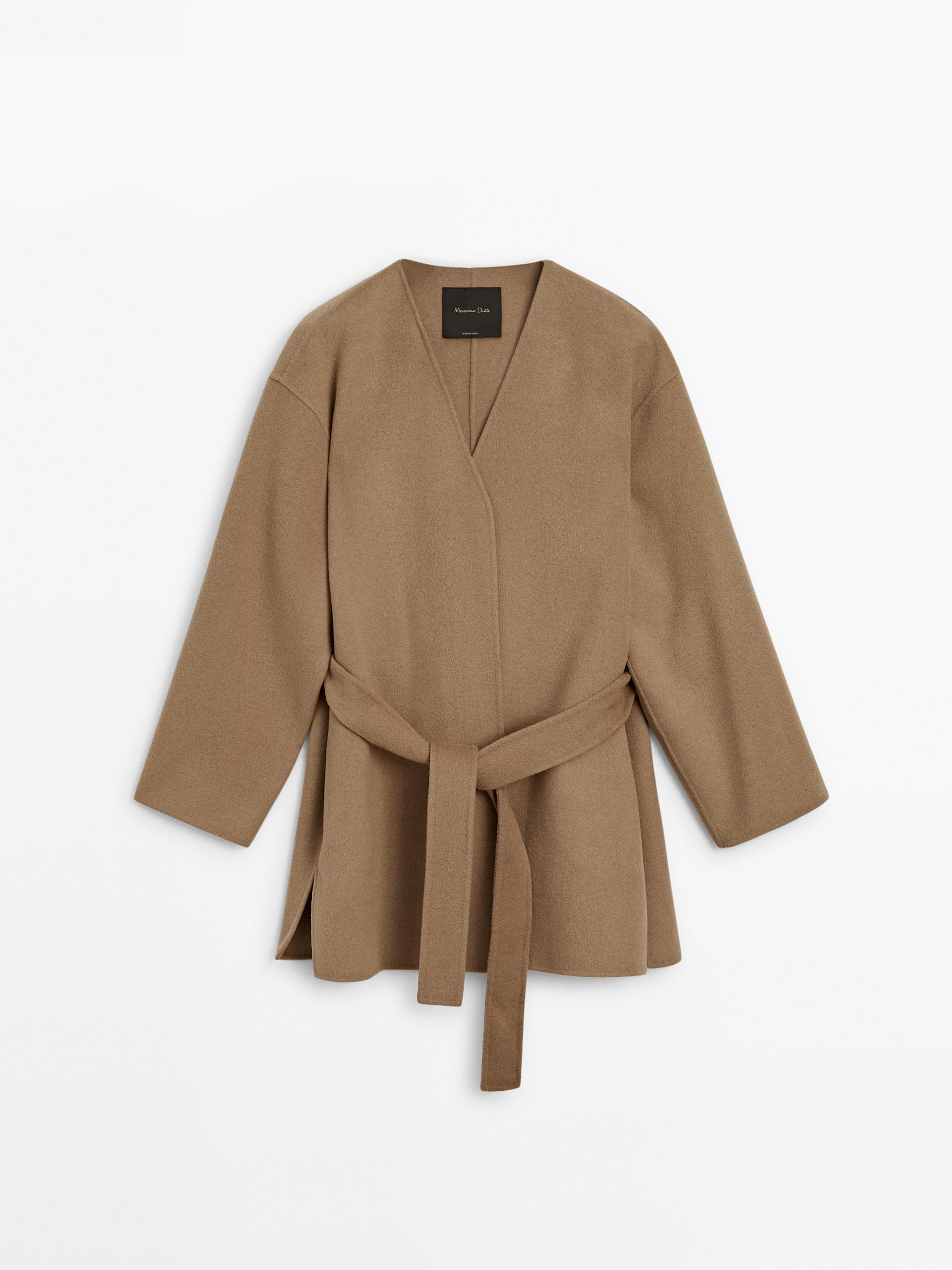 Wool coat with belt - Dark mink | ZARA United States