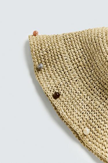 CROCHET BEADED HAT - camel by Zara - Image 3
