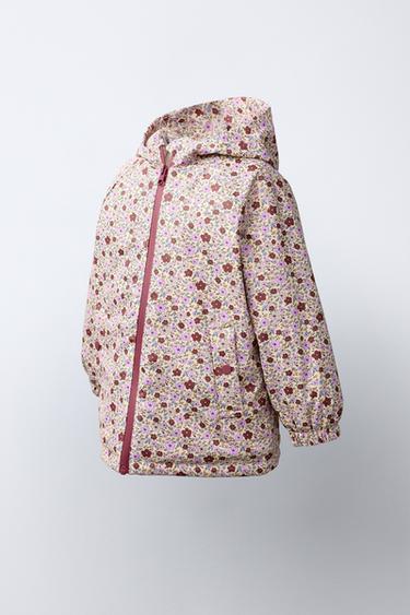 WATER-RESISTANT RUBBERIZED FLORAL RAINCOAT — Dark pink 2