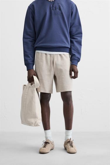 LINEN - VISCOSE BERMUDA SHORTS - Light beige by Zara