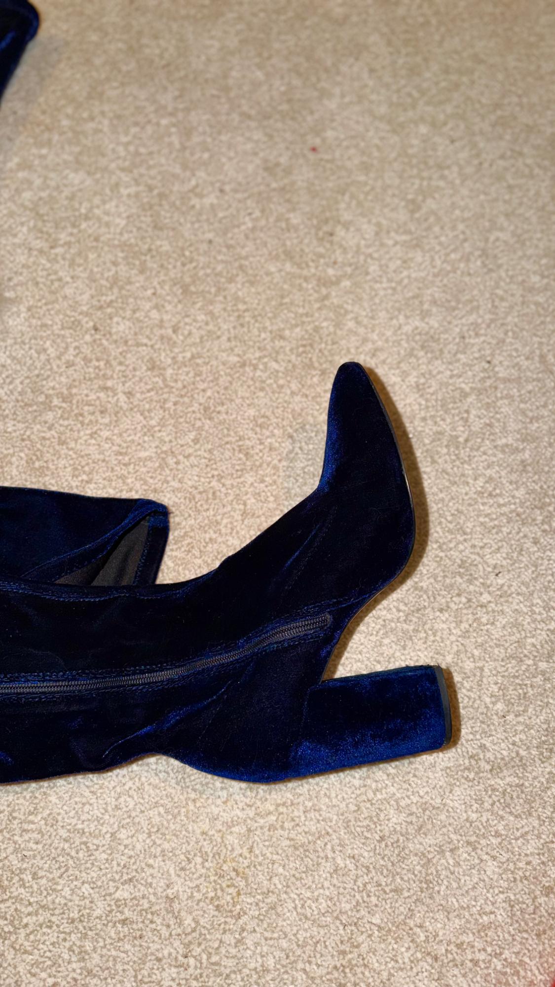 VELVET OVER THE KNEE HIGH HEEL BOOTS - Image 6