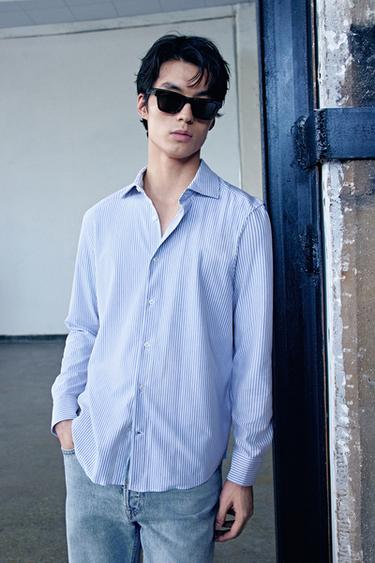 REGULAR FIT SHIRT - Blue/White by Zara