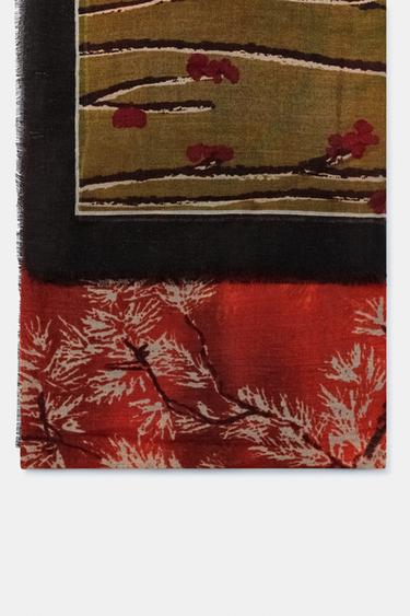 ORIENTAL PRINTED SCARF - Burgundy by Zara - Image 4