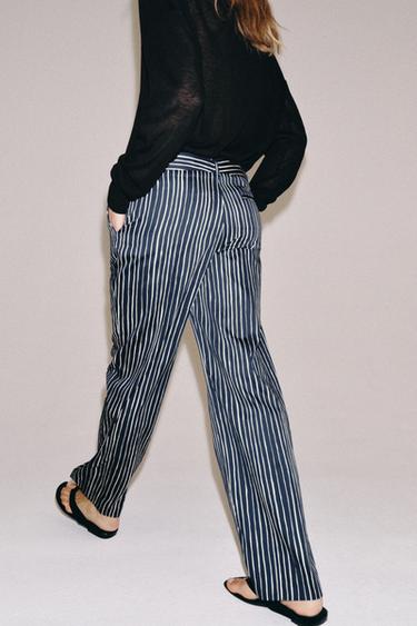 PANTALON À RAYURES ZW COLLECTION - Bleu marine de Zara - Image 2