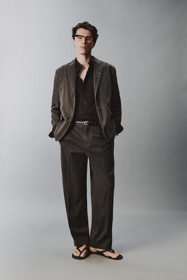 WASHED-EFFECT SUIT TROUSERS - Taupe grey by Zara