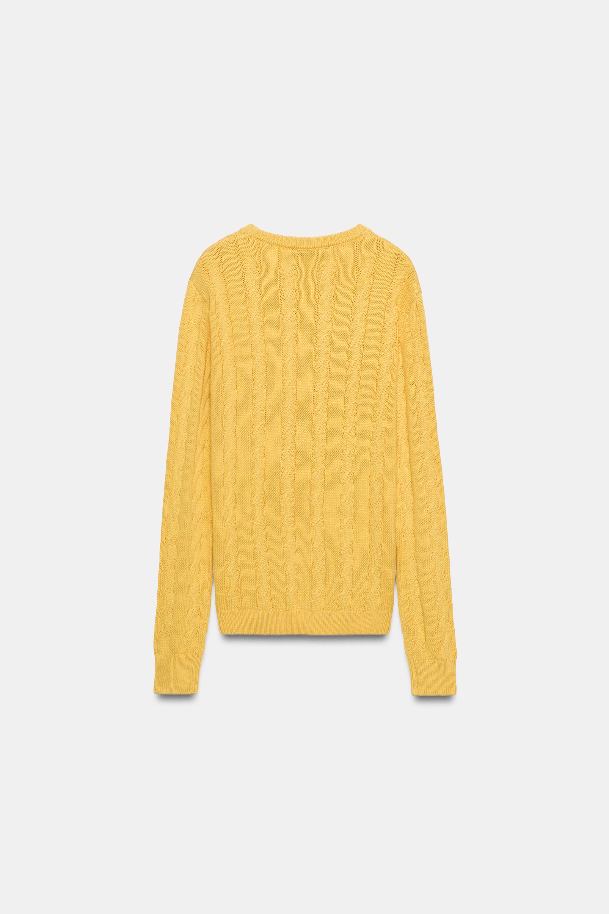 Zara OVERSIZE BURGULU ÖRGÜ FRUIT OF THE LOOM™ KAZAK görsel 4