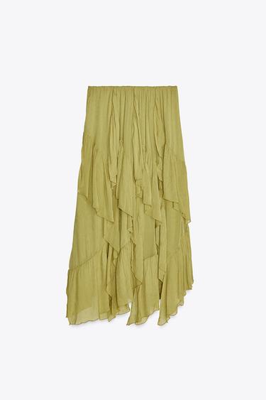 ZW COLLECTION RUFFLED SKIRT - Olive green by Zara - Image 10