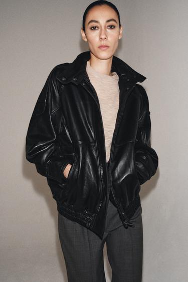 LEDERJACKE 100% ZW COLLECTION - Schwarz von Zara