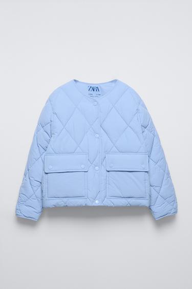 CAZADORA ACOLCHADA BOLSILLOS - Azul de Zara