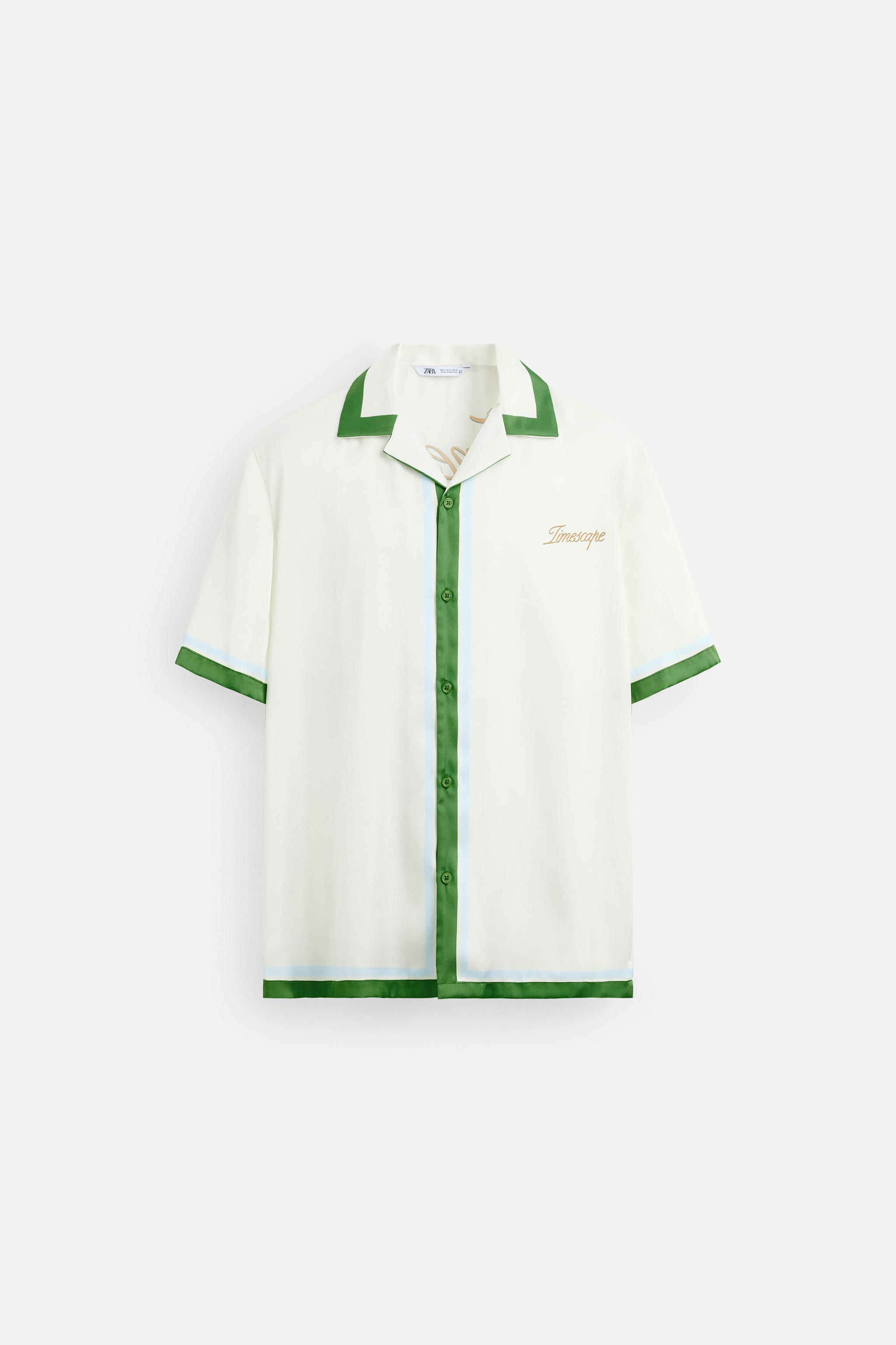 【ZARA】プリント柄サテンシャツ グリーン | 6085/460/500 PRINTED SATIN SHIRT - Green | ZARA United States